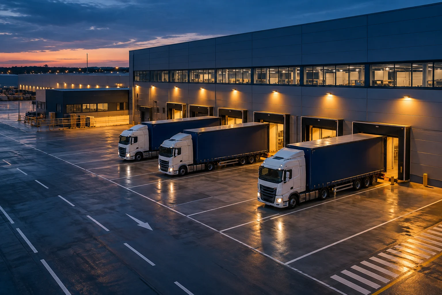 Imagen ilustrativa: Terminal de distribución al atardecer